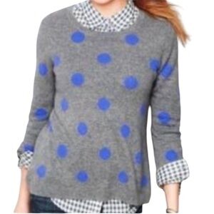 GARNET HILL CASHMERE GRAY PURPLE LONG SLEEVE POLKA DOT CREW NECK SWEATER S